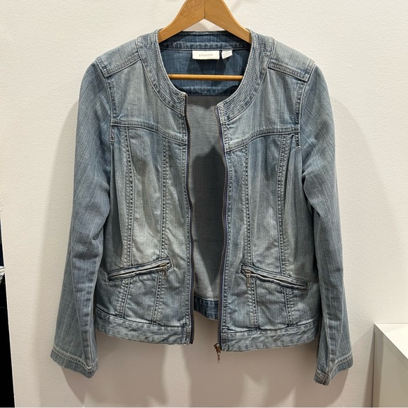 Chicos Denim Full Zip Jacket Blue Light Wash Long Sleeve Womens Size 0 US Medium - Picture 5 of 7
